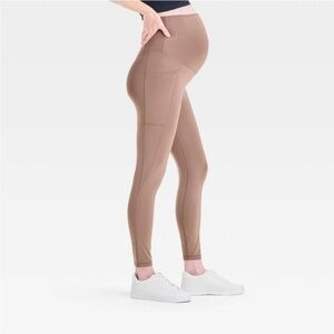 NWT Isabel Sz Large High-rise Active Maternity Leggings in Taupe